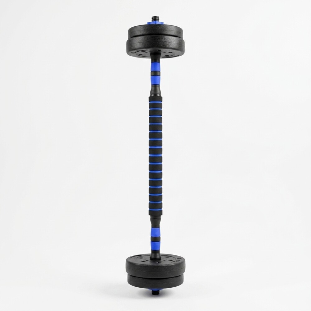 Mancuernas Set 3 En 1 Con Barra 20kg Azul