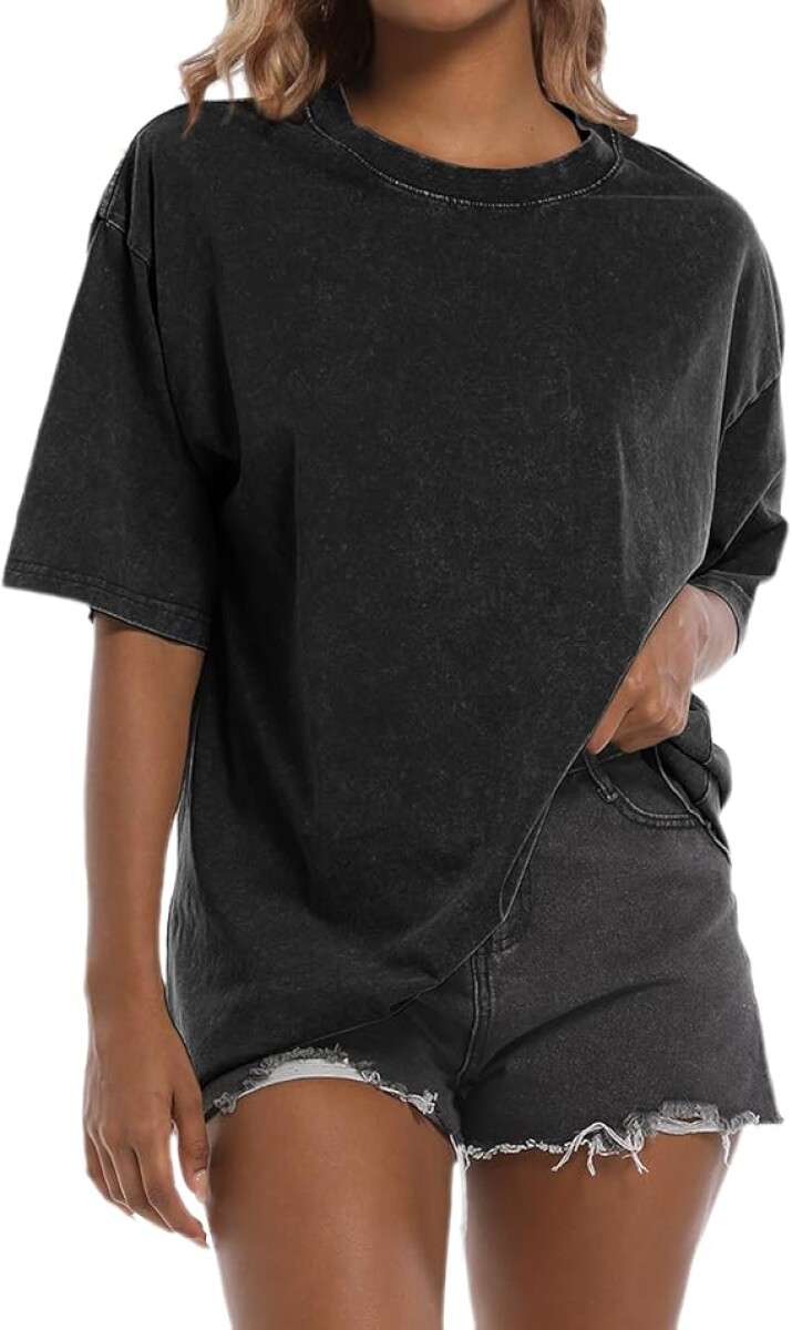 Camiseta oversize jaspeada - Negro 