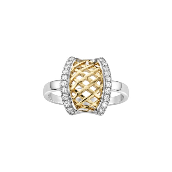Anillo tejido - Plata y Oro - zirconia - AN5992 conpiedra