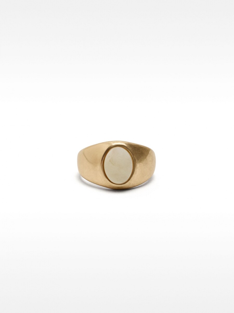 Anillo Ancho Con Detalle Ovalado blanco