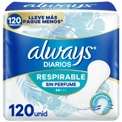 Protectores Diarios Always Respirables 120 Uds Protectores Diarios Always Respirables 120 Uds