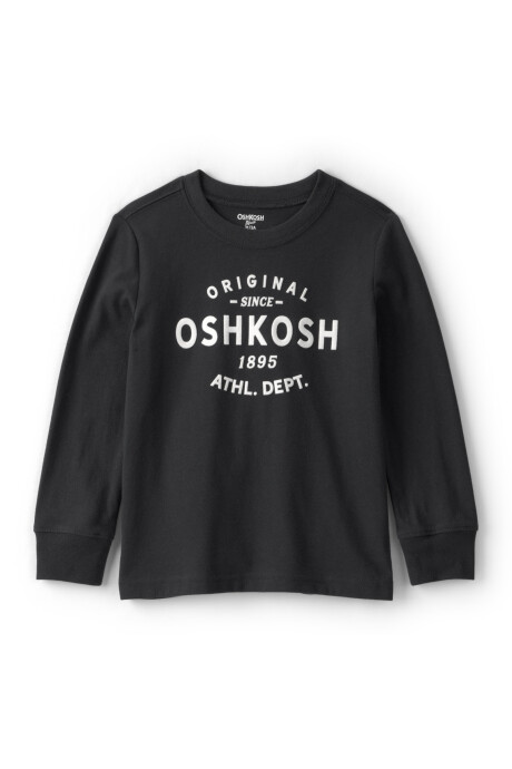 Remera de algodón, negra, con logo Sin color