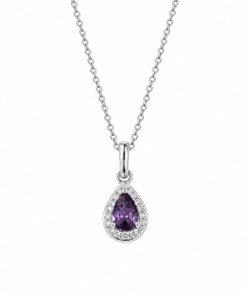 Cadena con colgante gota piedra zirconia lila 