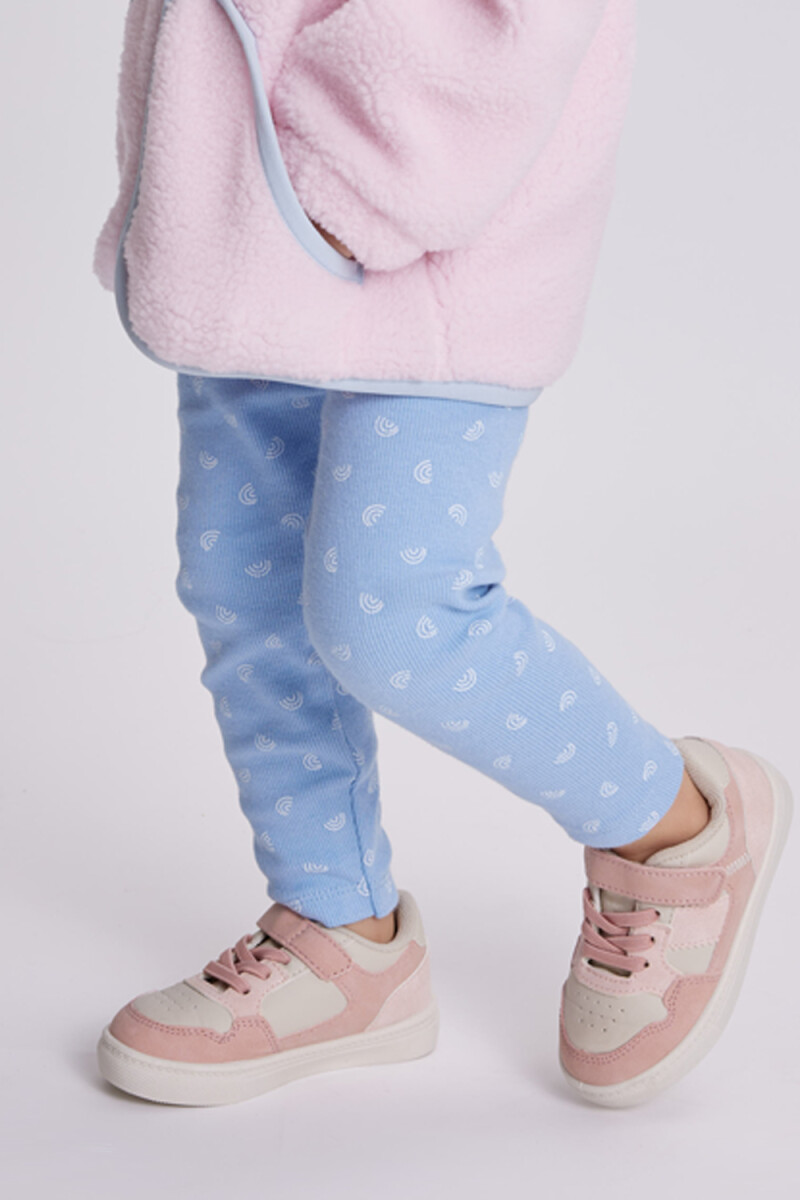 Calza rib estampada Celeste