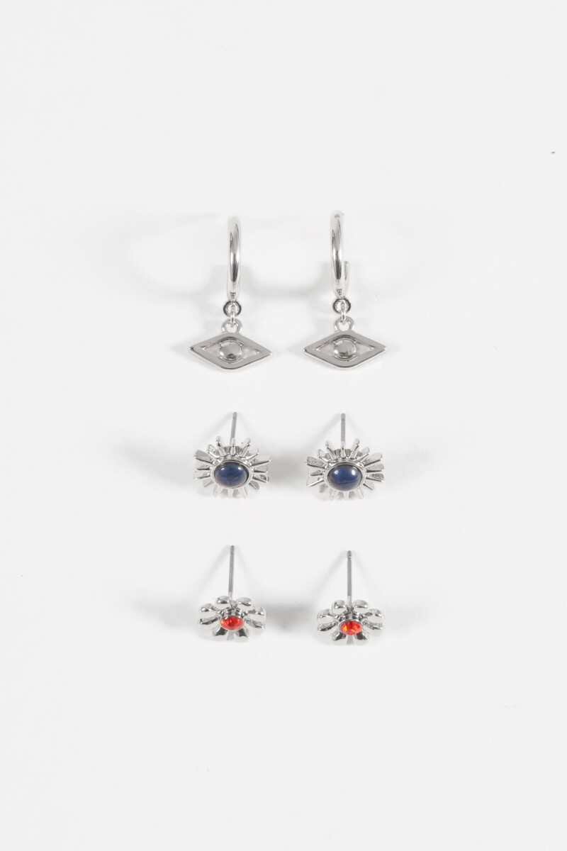 Set de caravanas con formas - plateado 