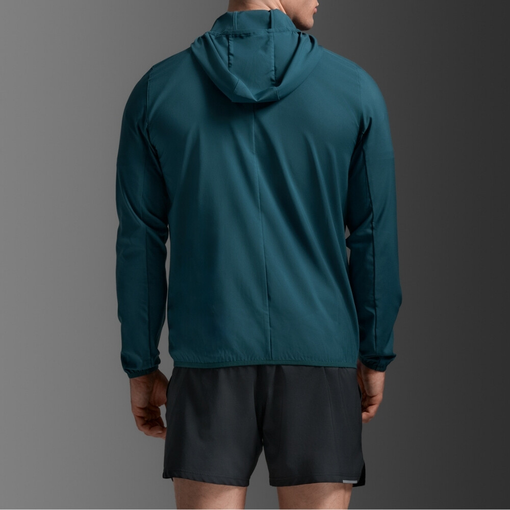 Casaca Running Aero Jacket Hombre Dark Moss/silver Reflective