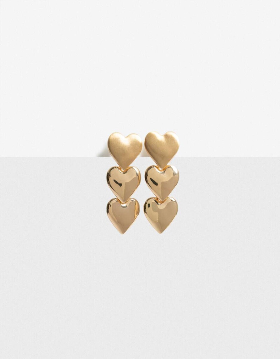 Aros Largos Metal Corazón Multicharm - Dorado 