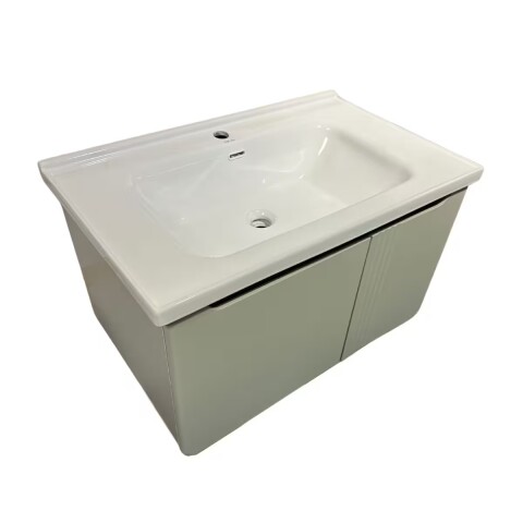 Mueble de baño suspendido Curve Verde 80 cm con Bacha de Loza Mueble De Baño Suspendido Curve Verde 80 Cm Con Bacha De Loza