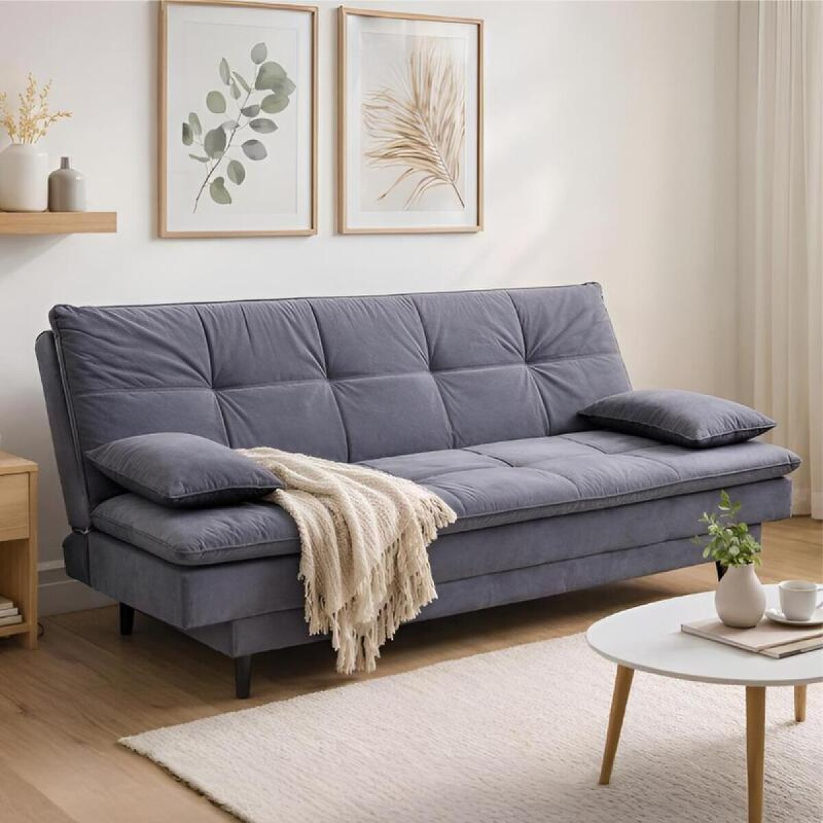 SILLON SOFACAMA LIVERPOOL con asiento reclinable en tela suede con cojines - Gris Titanio 