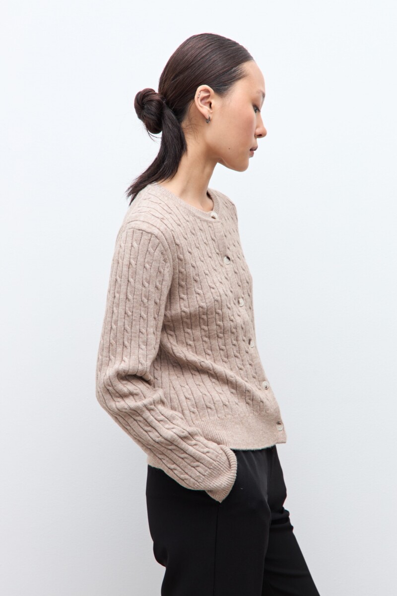 Cardigan abotonado estructuras tostado melange