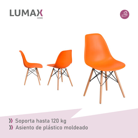 Juego de comedor Con Mesa Circular de 80cm + 2 Sillas Eames Naranja