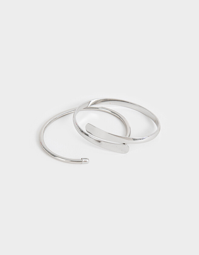 Pulseras Rígidas Sets Metal Pulseras Rígidas De Metal - Plateado