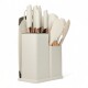 Set 19 Utensilios De Cocina Con Cuchillo Y Tabla Beige