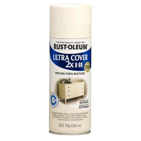 Esmalte aerosol satinado 340Gr - Negro Rust Oleum Blanco Viejo Rust Oleum