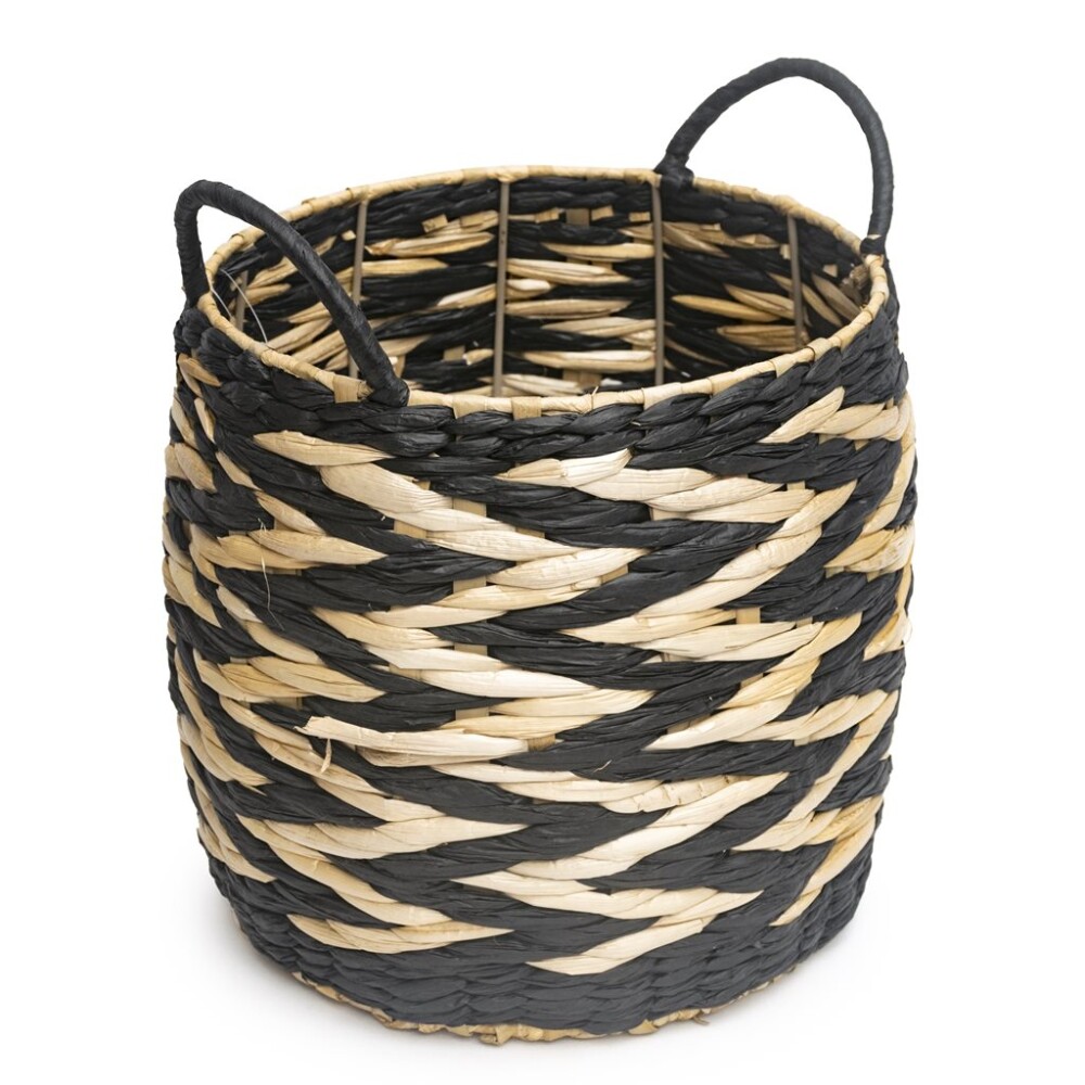 Cesto Con Asas Tejido 28x28Cm Natural/Negro CESTO CON ASAS TEJIDO 28X28CM NATURAL/NEGRO