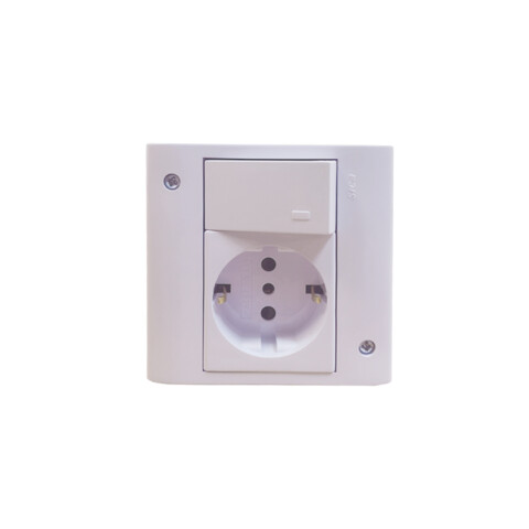 Caja 3 mód c/toma schuko + int.bipolar blanco puro SK3492