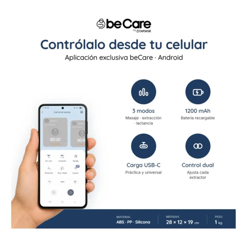 Extractor Doble Leche Inalámbrico Bebesit + App Extractor Doble Leche Inalámbrico Bebesit + App
