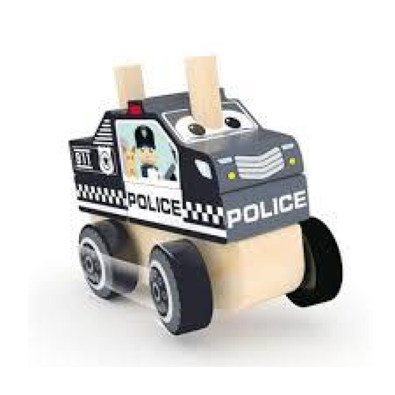 Vehiculo Policia Jadore Infantil De Madera Arrastre Vehiculo Policia Jadore Infantil De Madera Arrastre