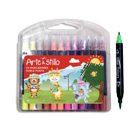 Set 24 Marcadores Doble Punta Arte Stillo 001