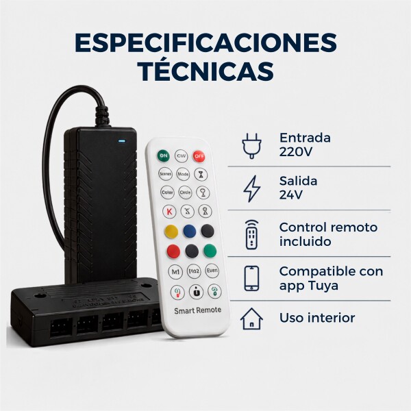 Transformador 24V P/ Luces RGB WPC App Tuya +Control 6 Canal Negro 1