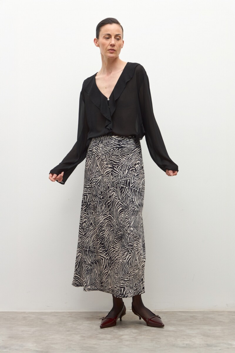 Falda animal print negro