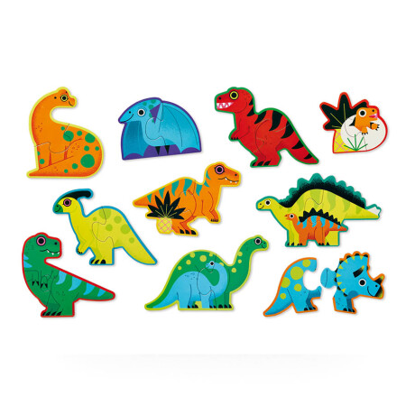 Set X10 Puzzles De 2 Piezas Principiante Universo Binario DINO