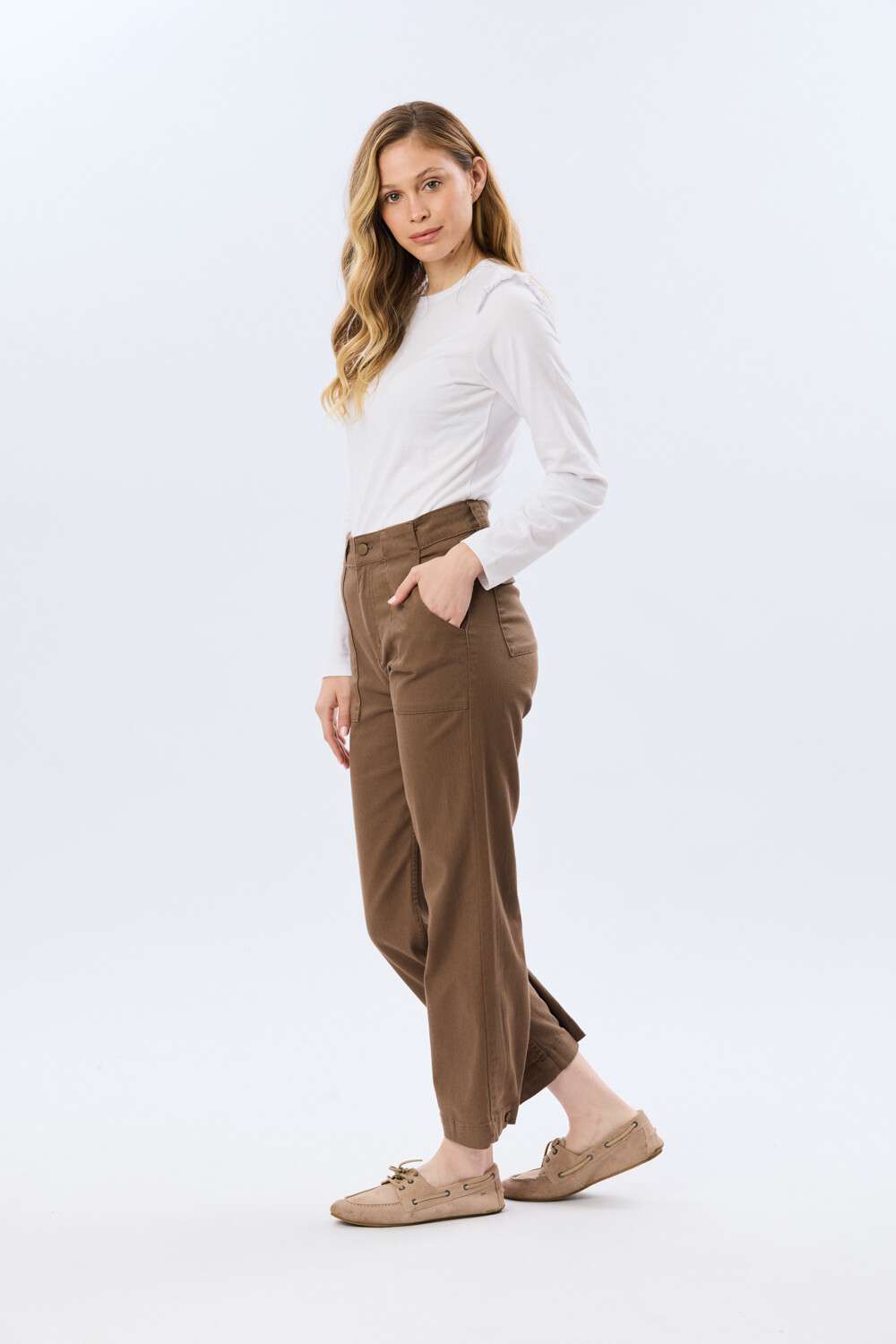 PANTALÓN DE GABARDINA Marron