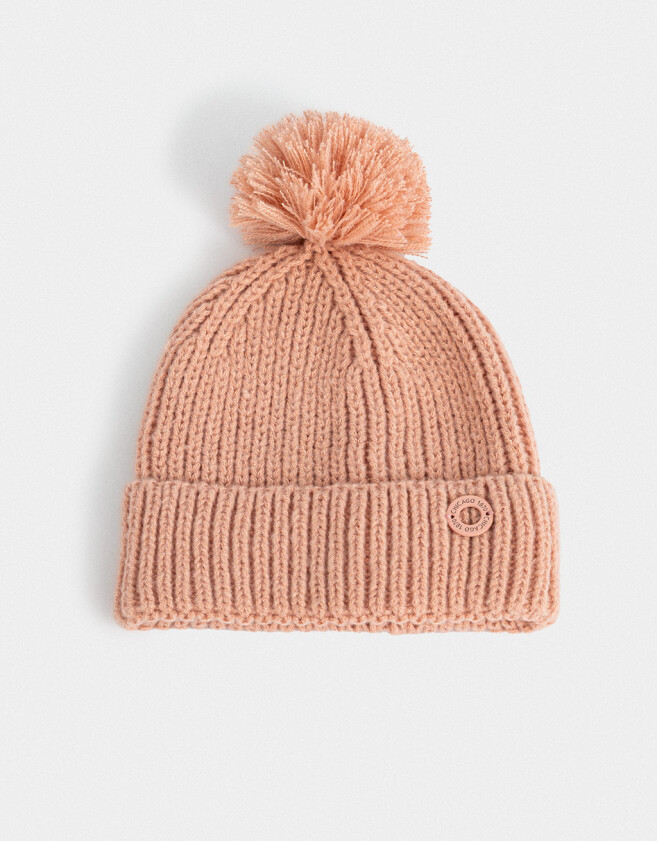 Gorro Romántico Gorro Tejido Con Pompón - Rosa Viejo