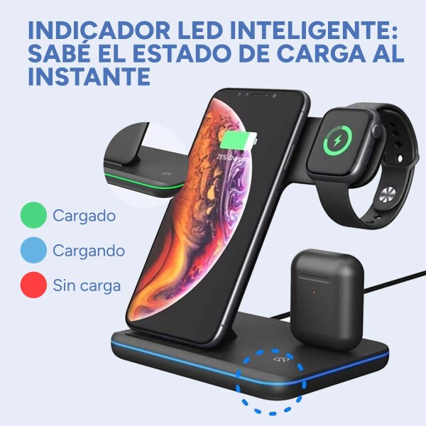 Estacion De Carga iPhone Apple Watch AirPods Carga Rapida Color Variante Negro
