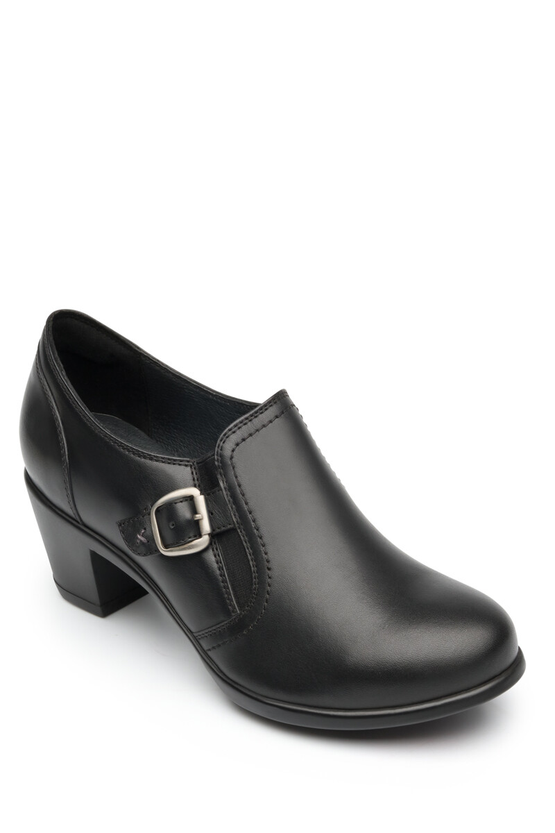 Zapato De Tacón Casual Flexi Con Hebilla Lateral Para Mujer Negro