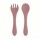Set Infantil de Cubiertos con Cuchara y Tenedor en Silicona Rosa Viejo