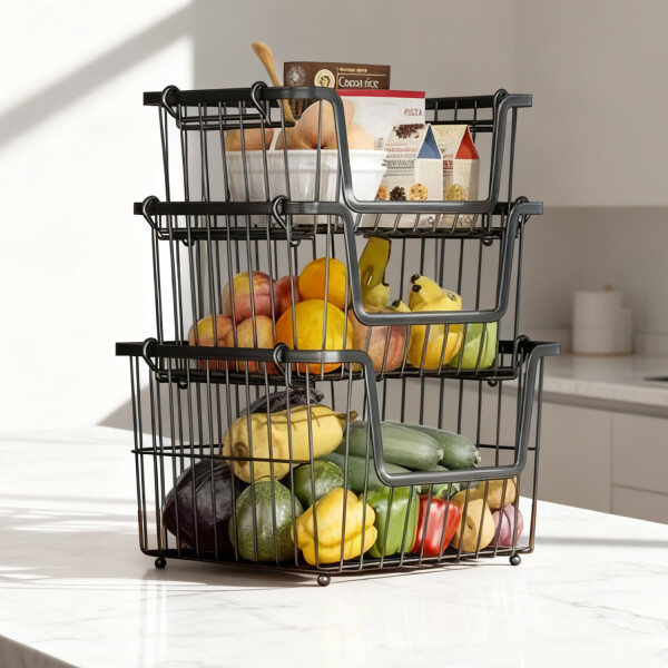 Organizador Cocina Baño Apilable Canasto Cesto Metal Multiuso Imback Ideal Organizador Cocina Baño Apilable Canasto Cesto Metal Multiuso Imback Ideal