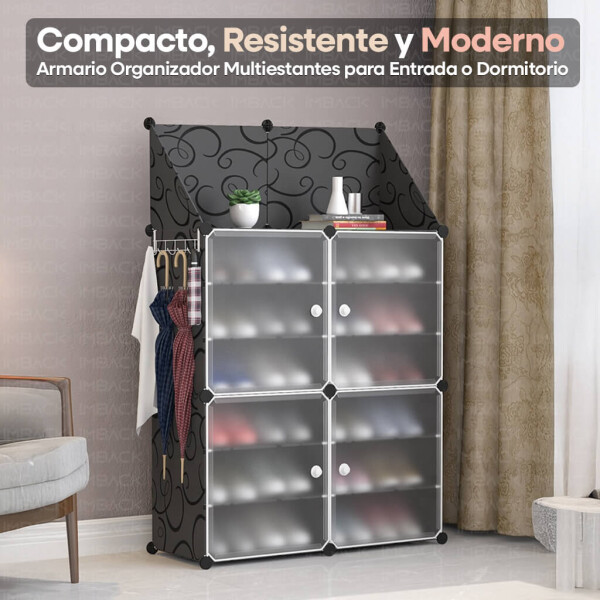 Estante Organizador Multiuso IMBACK IBK-PLC004 | Zapatera, Ropa y Accesorios con Puertas Esmeriladas Estante Negro Estante Organizador Multiuso IMBACK IBK-PLC004 | Zapatera, Ropa y Accesorios con Puertas Esmeriladas Estante Negro