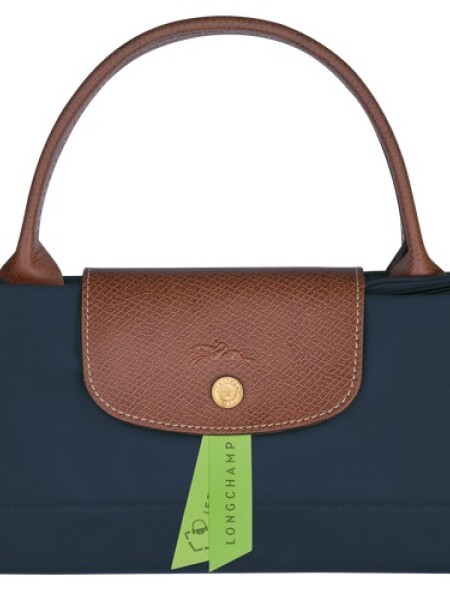 Longchamp -Cartera Longchamp plegable de nylon con cierre y asa corta, Le pliage S Azul