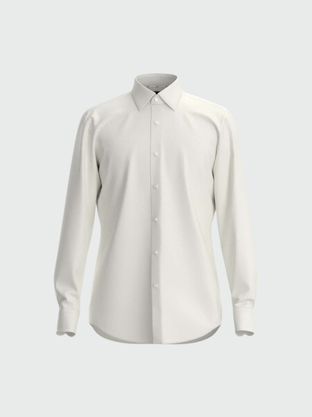 BOSS Camisa Slim-Fit en Twill de Algodón Elástico de Fácil Plancha Blanco
