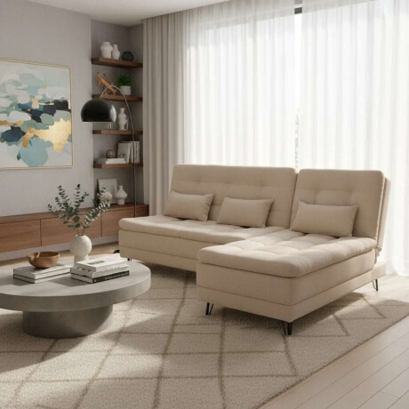 Sillon Cama con Chaise Izquierdo y derecho Nice Beige Steel