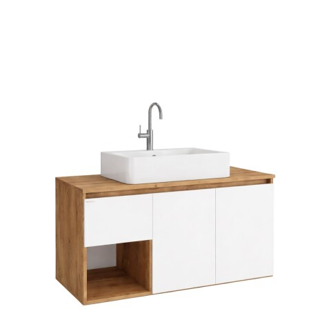 Mueble de baño suspendido Apollo Rustico Blanco 90 cm con bacha Mueble De Baño Suspendido Apollo Rustico Blanco 90 Cm Con Bacha