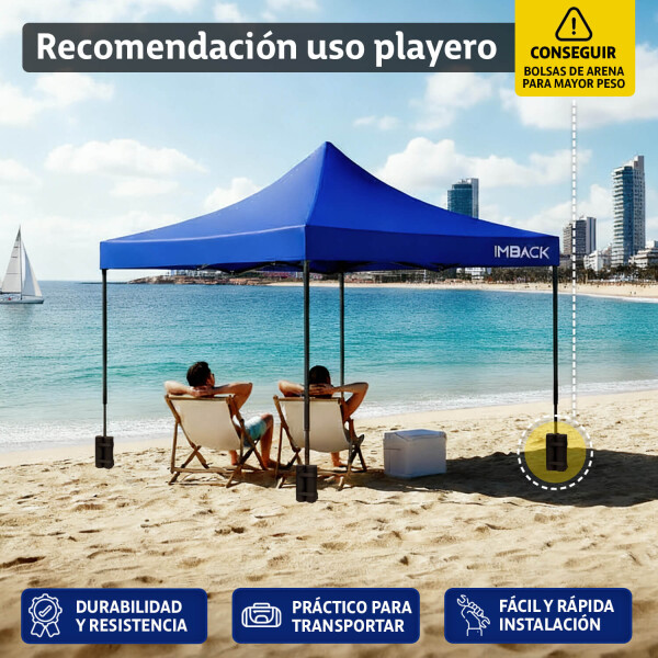 Gazebo Plegable 3x3 M Auto armable Toldo Playa Jardin Carpa Tela 600d IMBACK Color Azul Gazebo Plegable 3x3 M Auto armable Toldo Playa Jardin Carpa Tela 600d IMBACK Color Azul