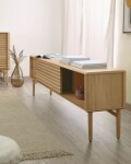 Mueble TV Lenon 200 x 57 cm de madera maciza y chapa de roble Mueble TV Lenon 200 x 57 cm de madera maciza y chapa de roble