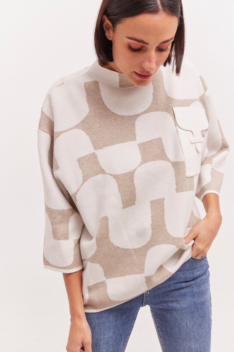 Sweater Simon - Beige/Blanco 