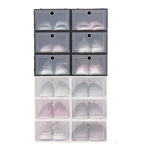 Caja Organizadora Zapatos Zapatera 24 Unidades Caja Apilable Variante Color Negro