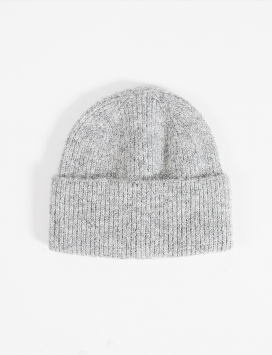 Gorro tejido ribbed - gris melange 