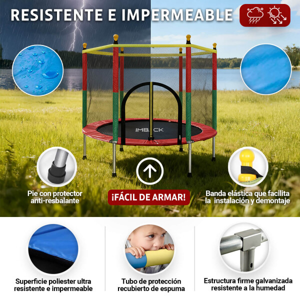 Cama Elastica de 1.40M Trampolin Saltarin con Red Proteccion y refuerzo seguridad IMBACK Color Rojo Cama Elastica de 1.40M Trampolin Saltarin con Red Proteccion y refuerzo seguridad IMBACK Color Rojo