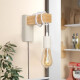 Aplique Colgante Portalámparas Metal Madera Vintage Negro Blanco