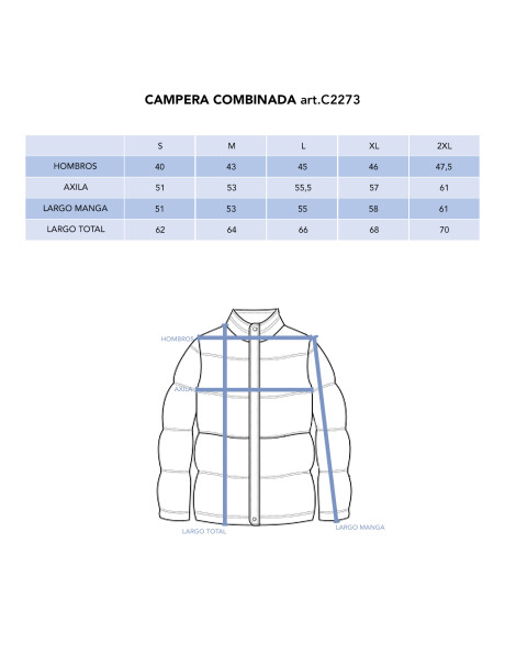 Campera combinada azul