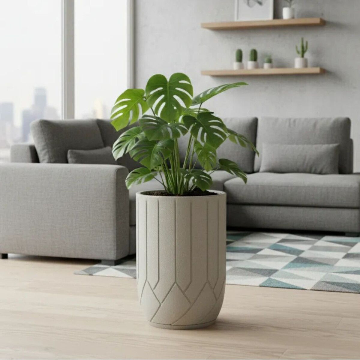 MACETA ALTA TERMINI ARENADA 55 LITROS CEMENTO 