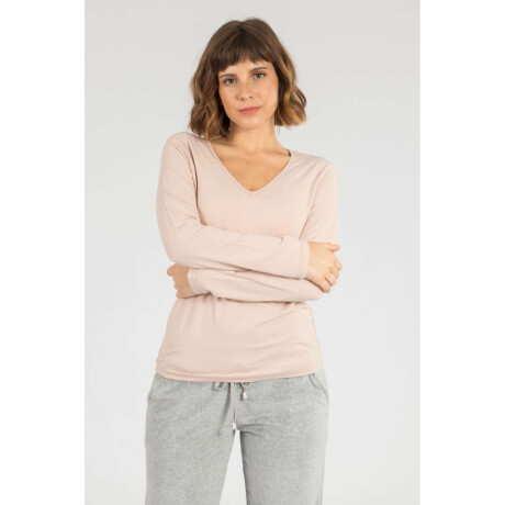 Remera básica algodón elastano Beige