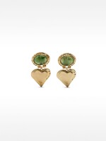 Pendientes De Corazón Con Piedra dorado