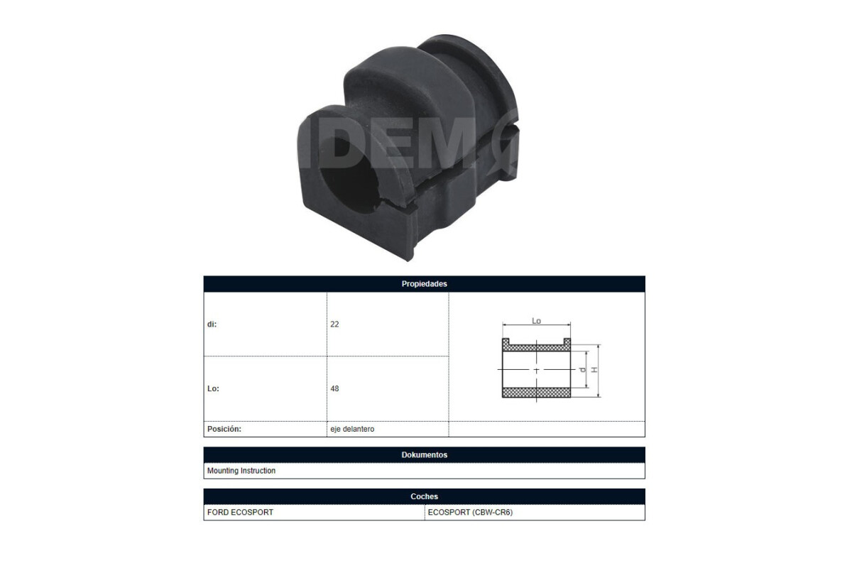 Buje Ford Ecosport 05-25 Der/Izq Buje Ford Ecosport 05-25 Der/Izq