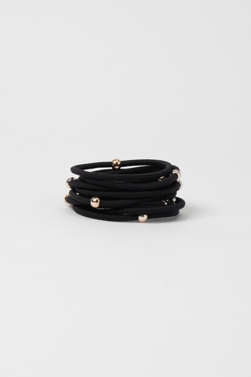 Pack x 10 gomitas con detalle dorado - Negro 